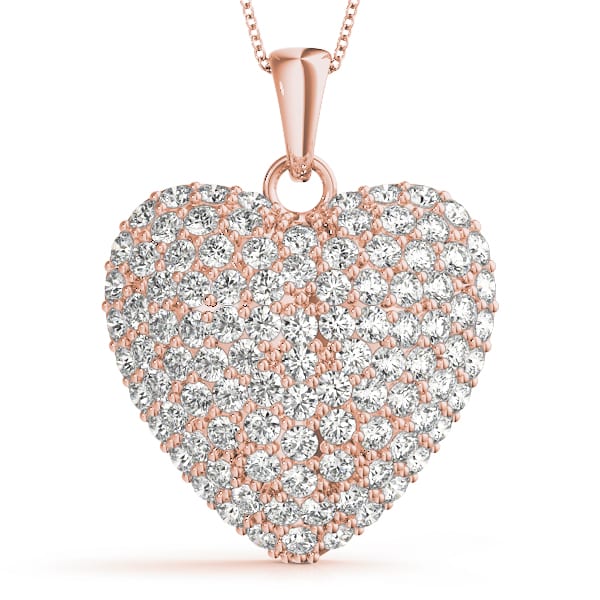 Puffed Pave Heart Pendant - Planet Diamonds